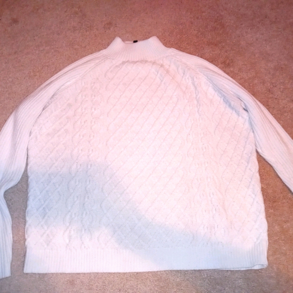 BCBG white cable knit sweater